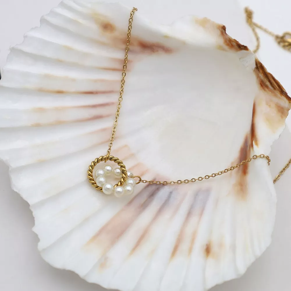 18K Gold-Plated Pearl Twisted Pendant Necklace, image 5