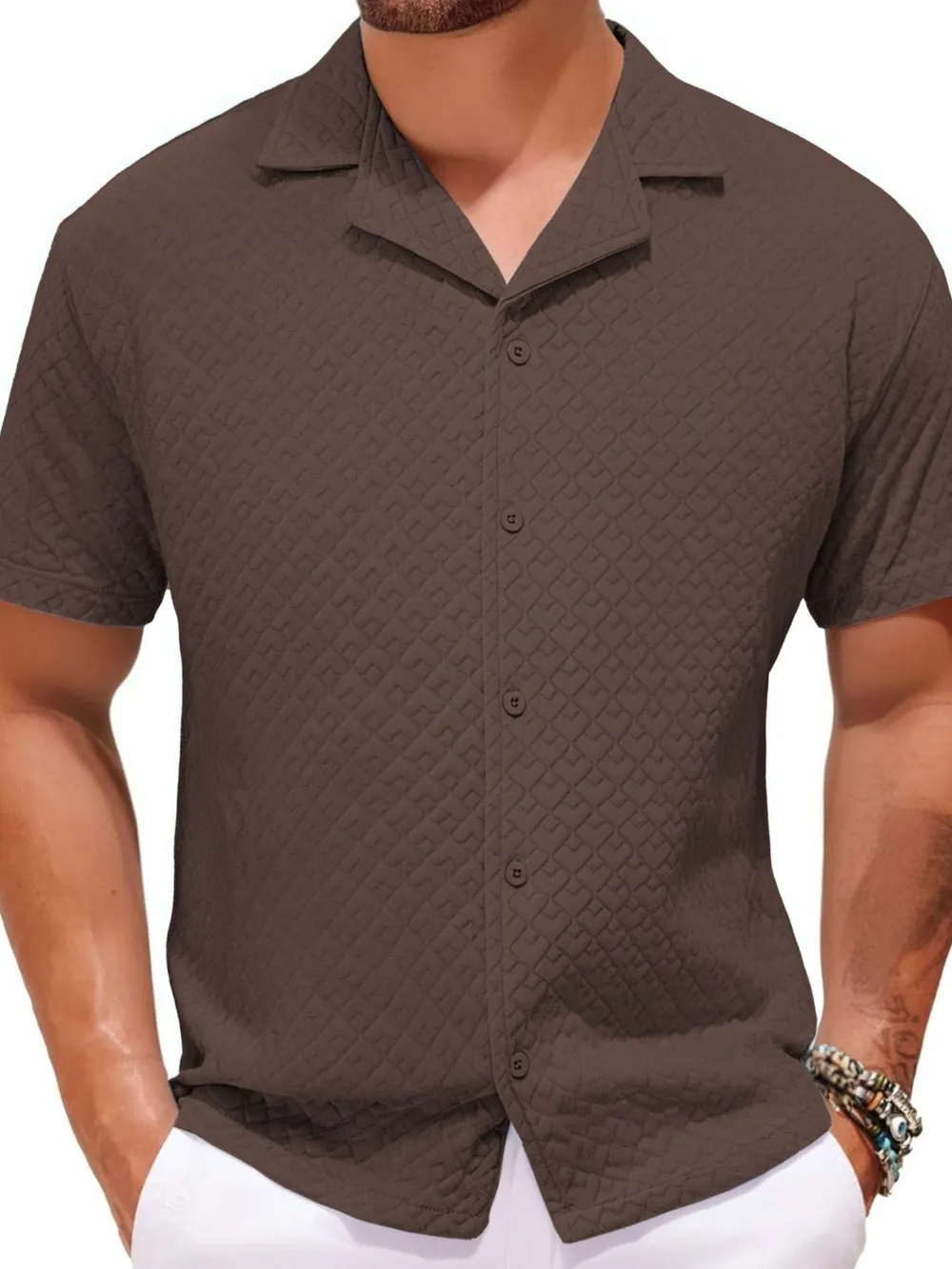 Men's Plus Size Button Down Short Sleeve Shirt