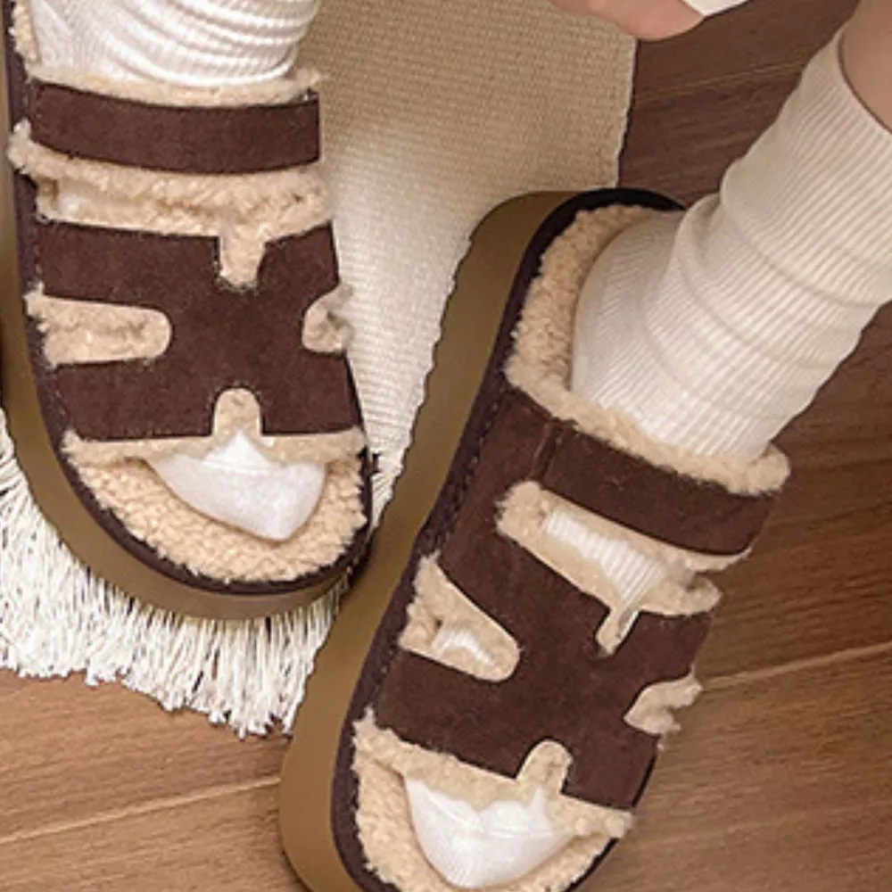 Fluffy Platform Velcro Slippers, image 6