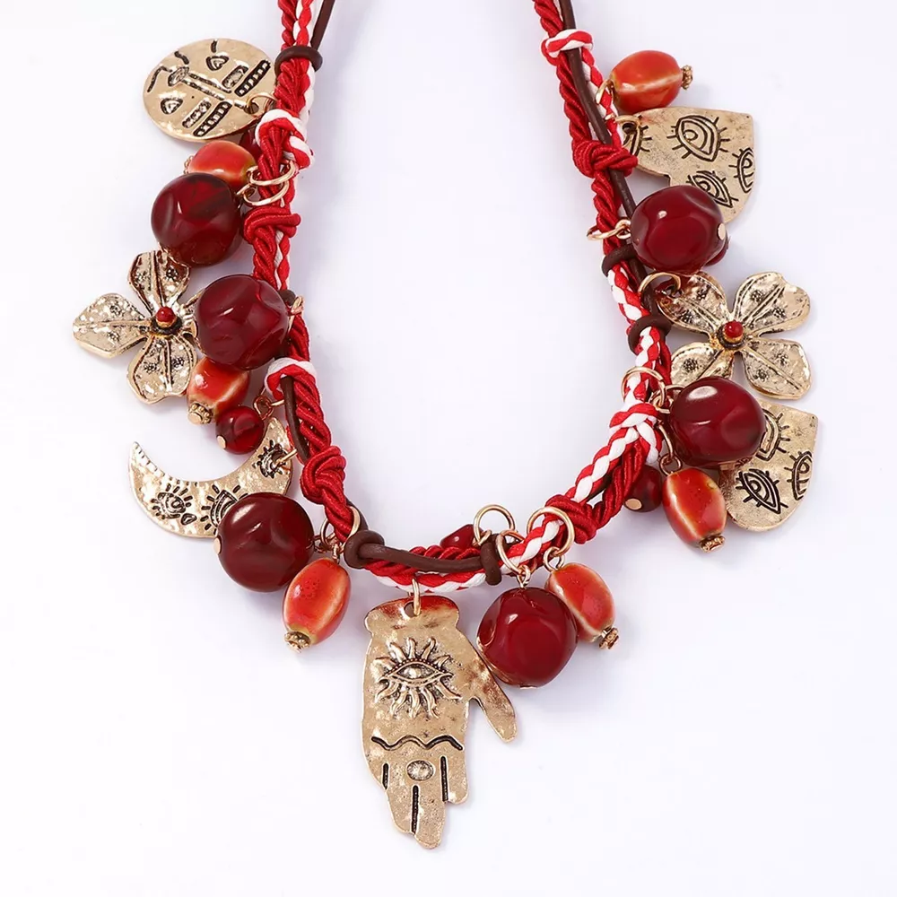 Zinc Alloy Bead Charm Necklace, image 3