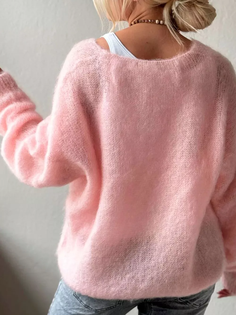 V-Neck Dropped Shoulder Sweater, image 5