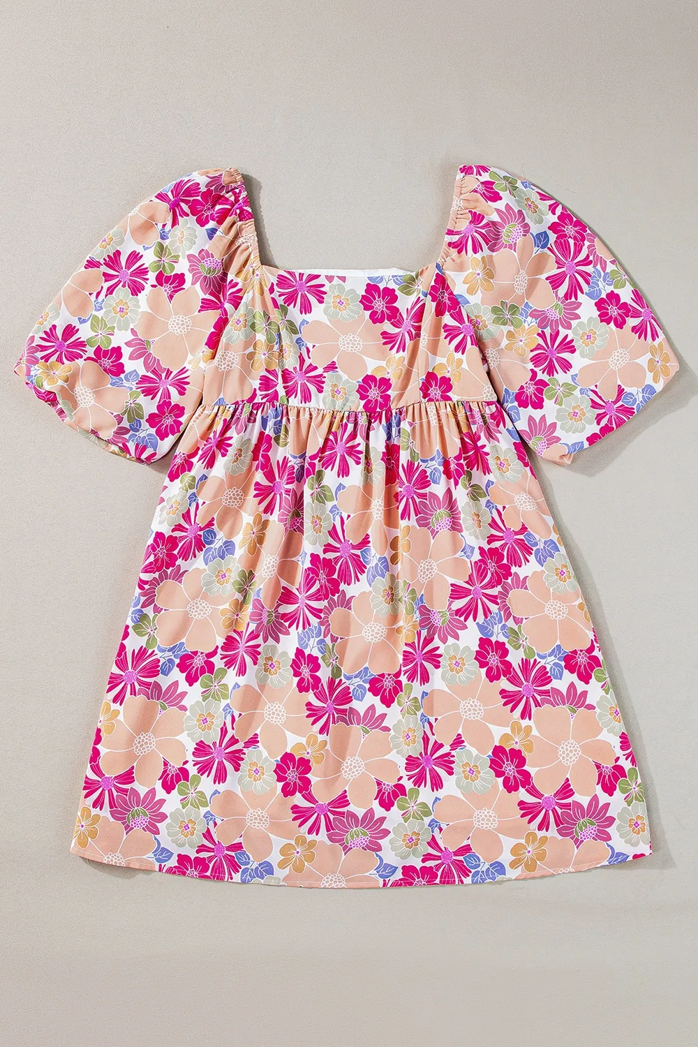 Printed Square Neck Half Sleeve Mini Dress, image 5