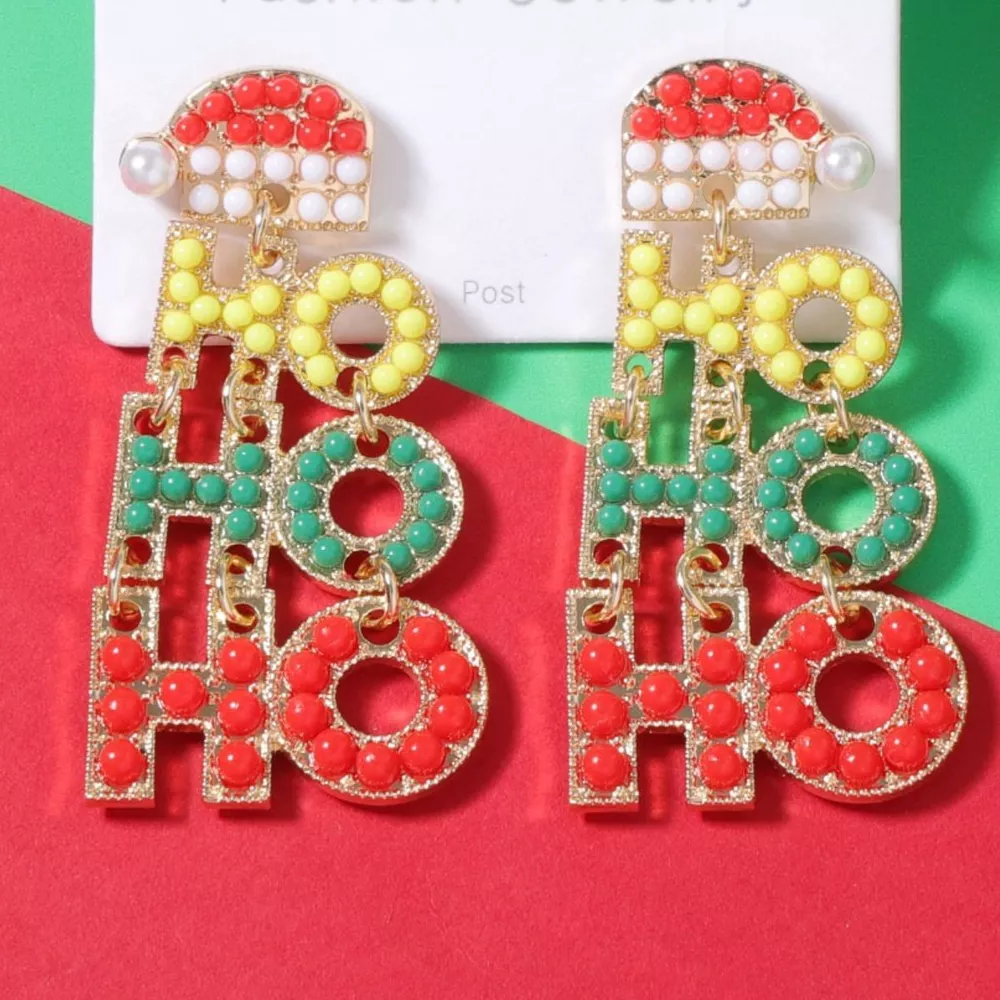 HO HO HO Christmas Drop Earrings, image 3