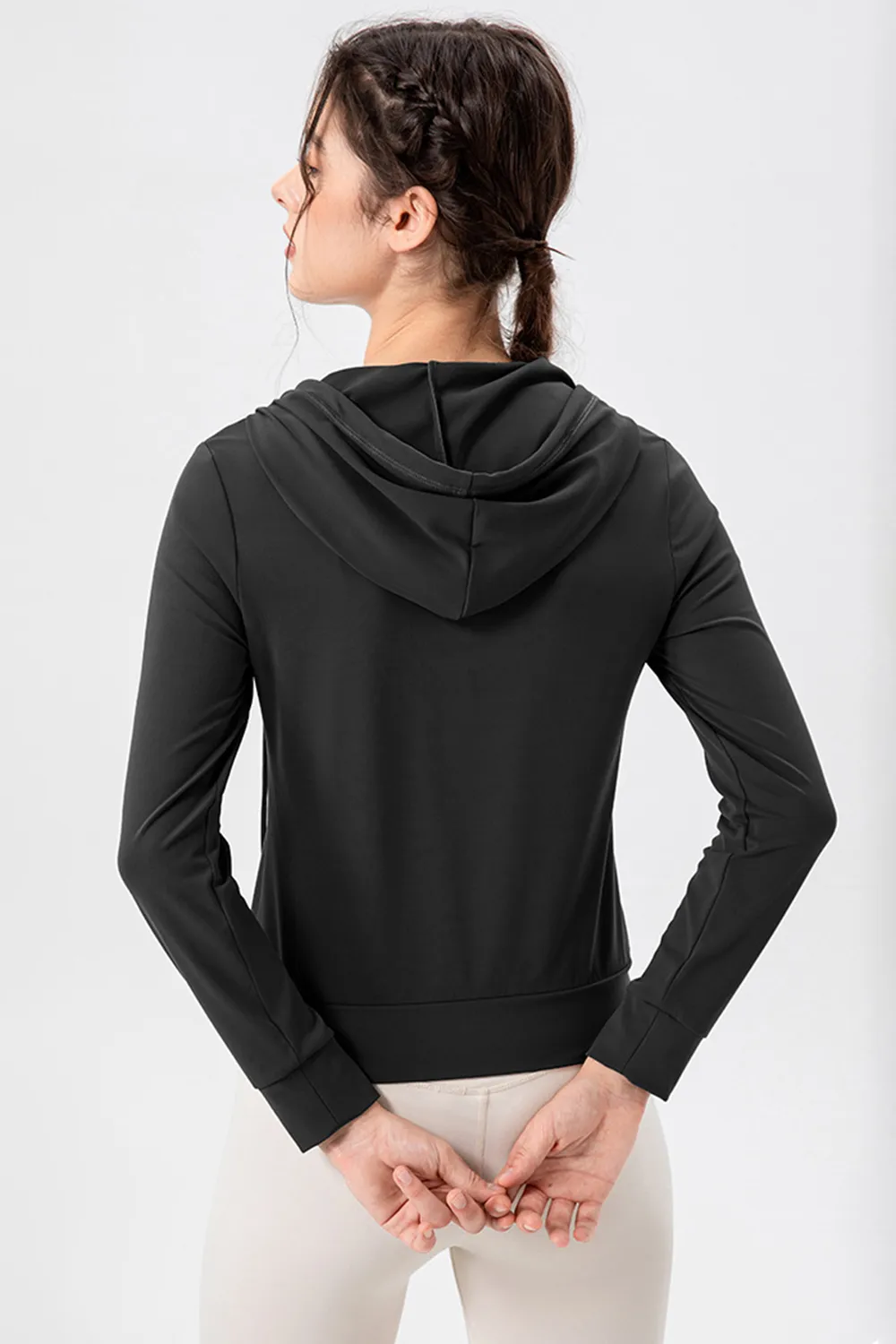 Drawstring Zip Up Hooded Active Outerwear, image 3