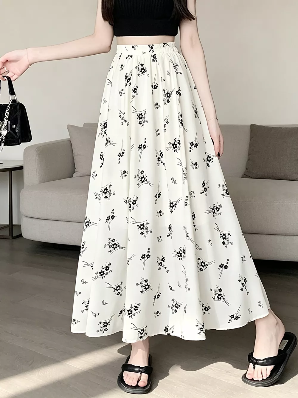 Floral Print A-Line Skirt, image 5