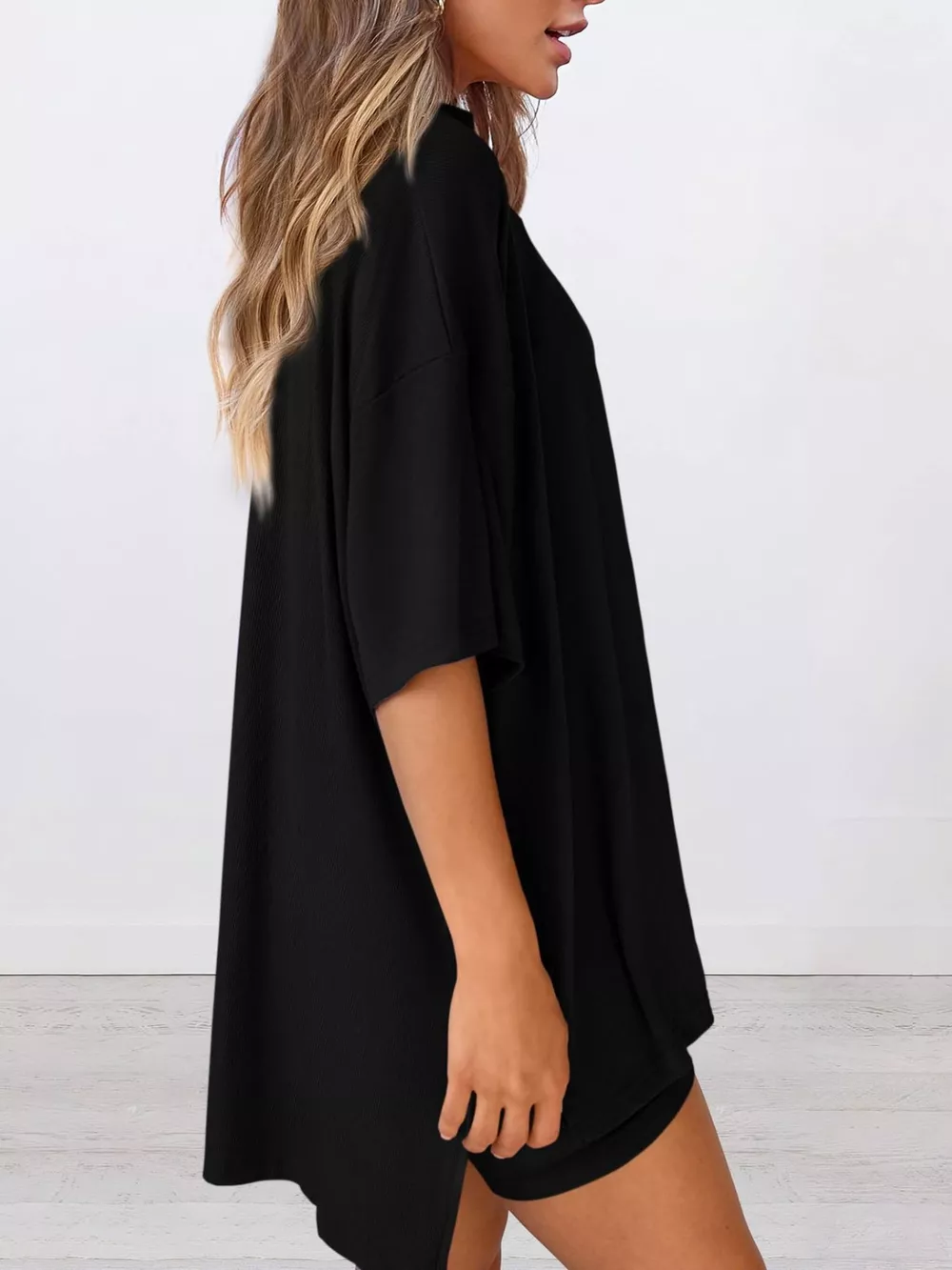 Full Size Half Sleeve T-Shirt and Shorts Set Plus Size, image 30