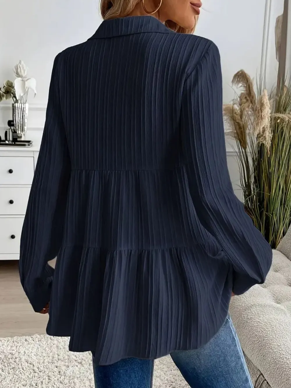 Striped Button-Down Tiered Shirt, image 19