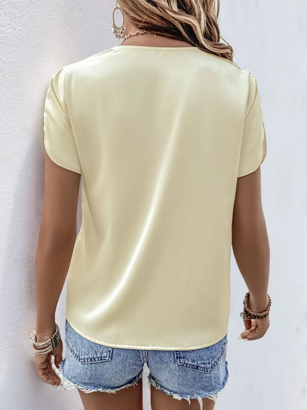 Satin Short Sleeve Blouse, image 3