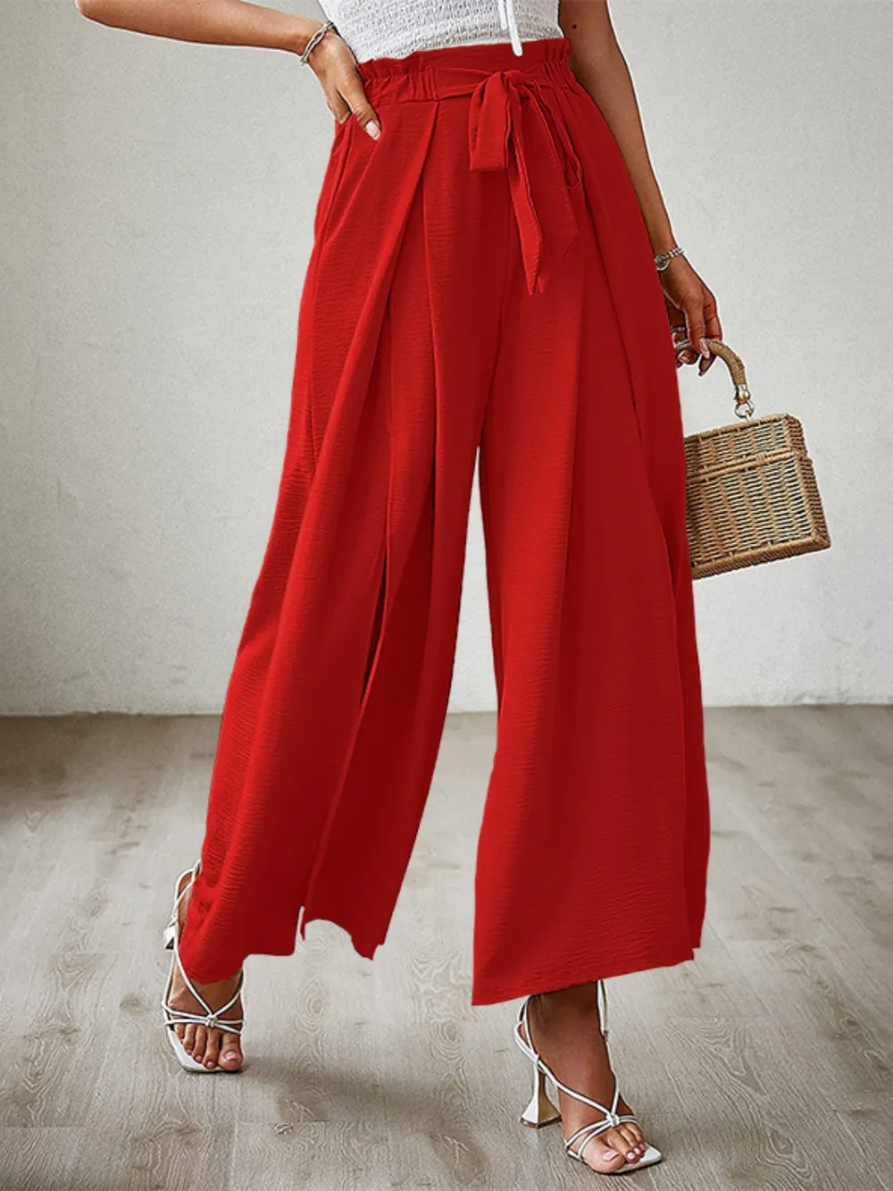 Tied Slit Wide Leg Pants, image 9