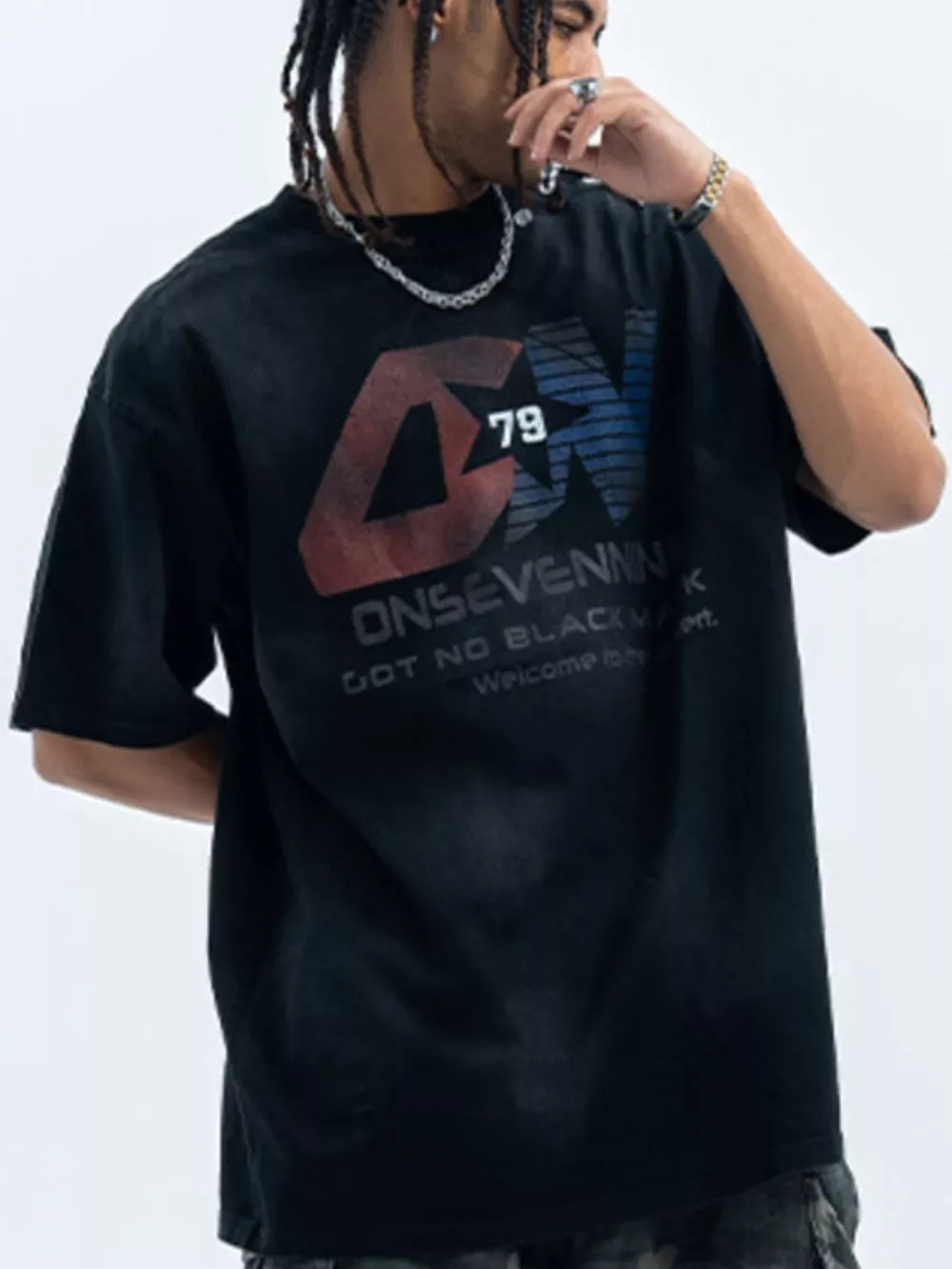 Men's Letter Round Neck Half Sleeve T-Shirt, image 5