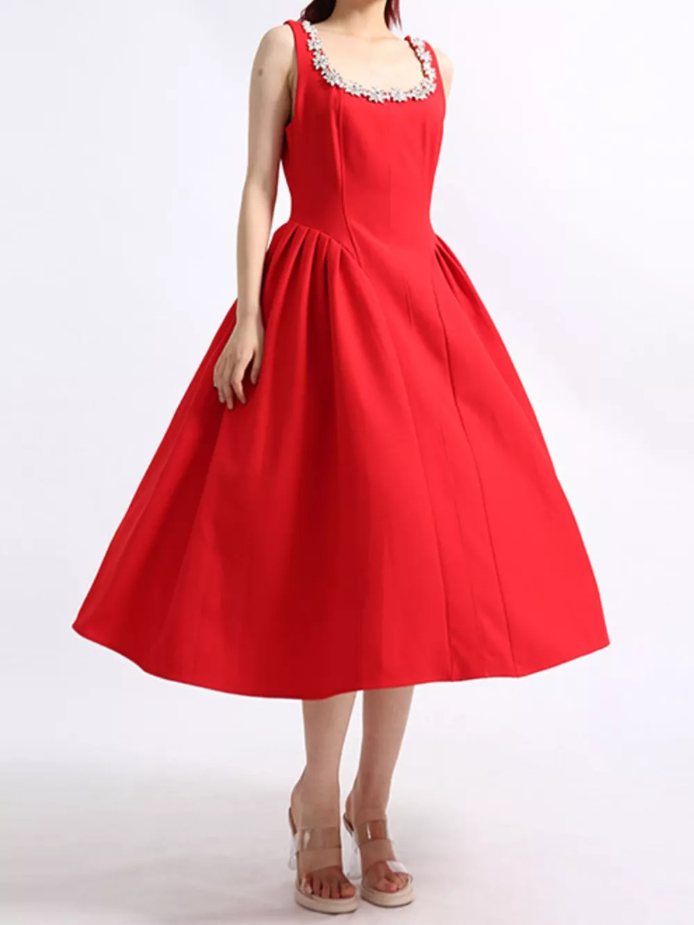 Flower Scoop Neck Sleeveless Dress, image 7