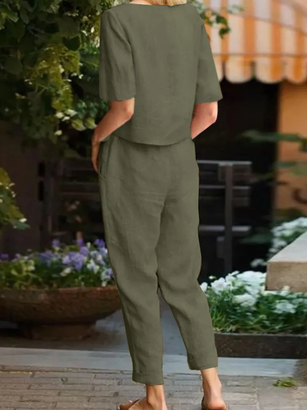 Full Size Round Neck Short Sleeve Top and Pants Set Plus Size, image 21