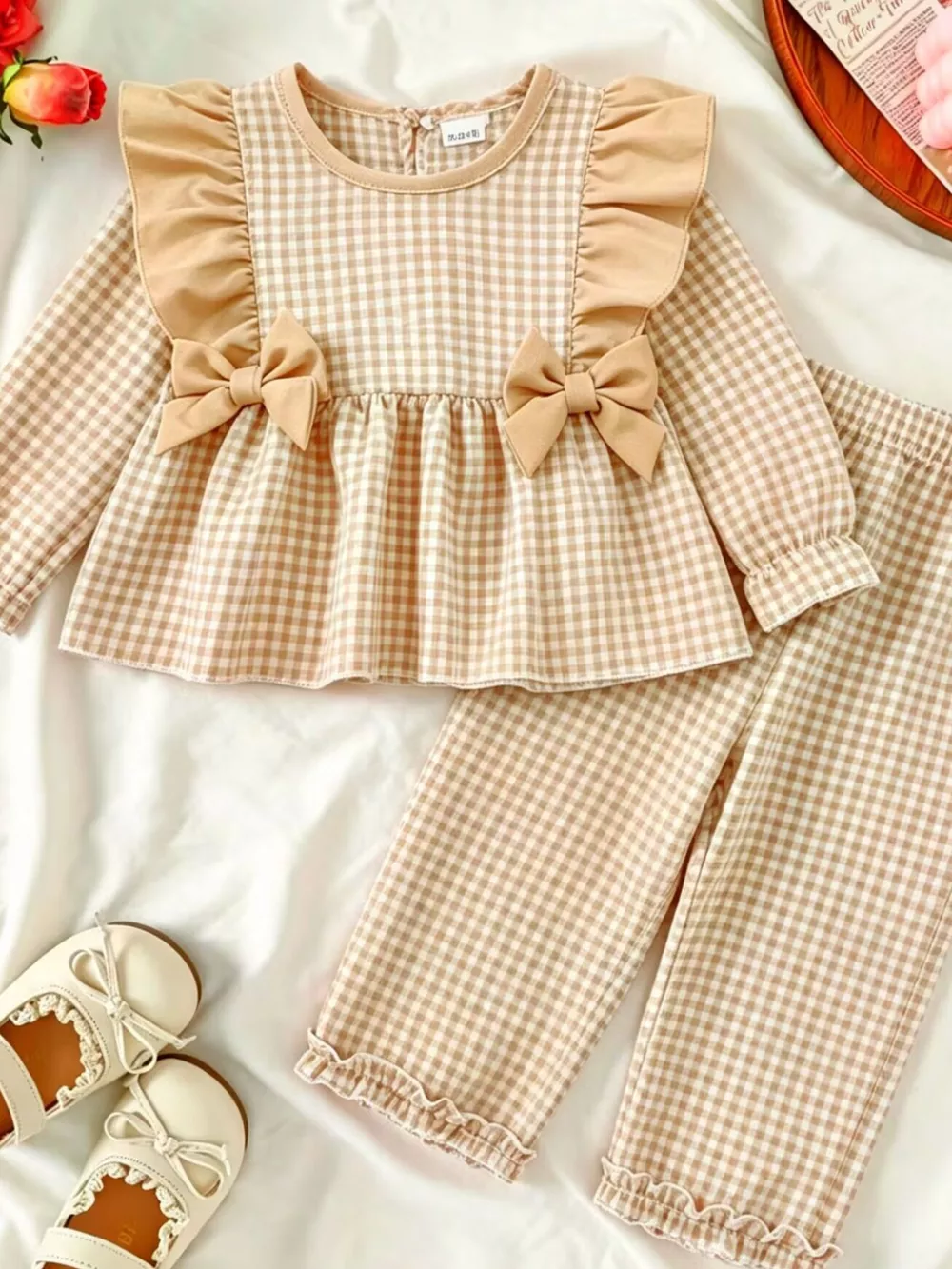 Children's Ruffled Plaid Top and Pants Set, image 7