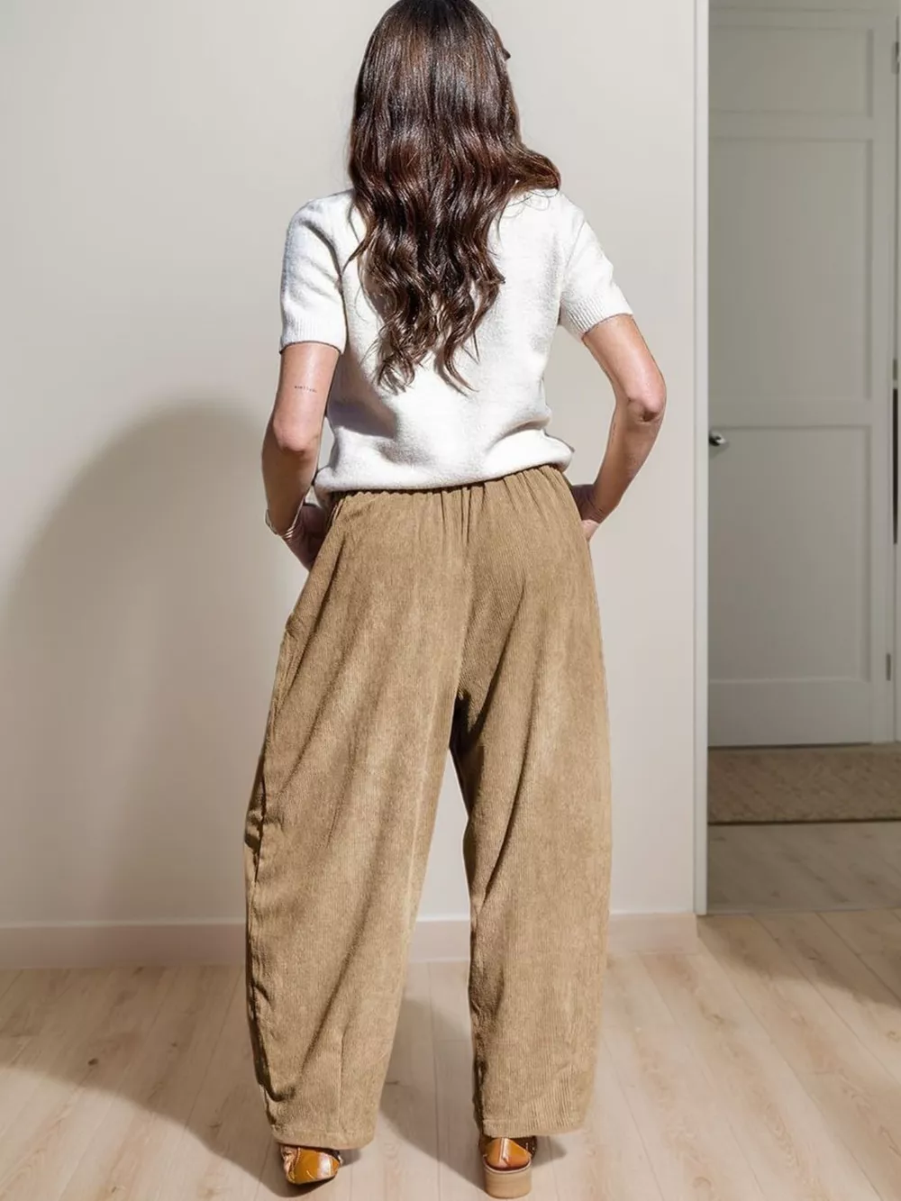 Casual Corduroy Wide Leg Pants with Pockets, image 9
