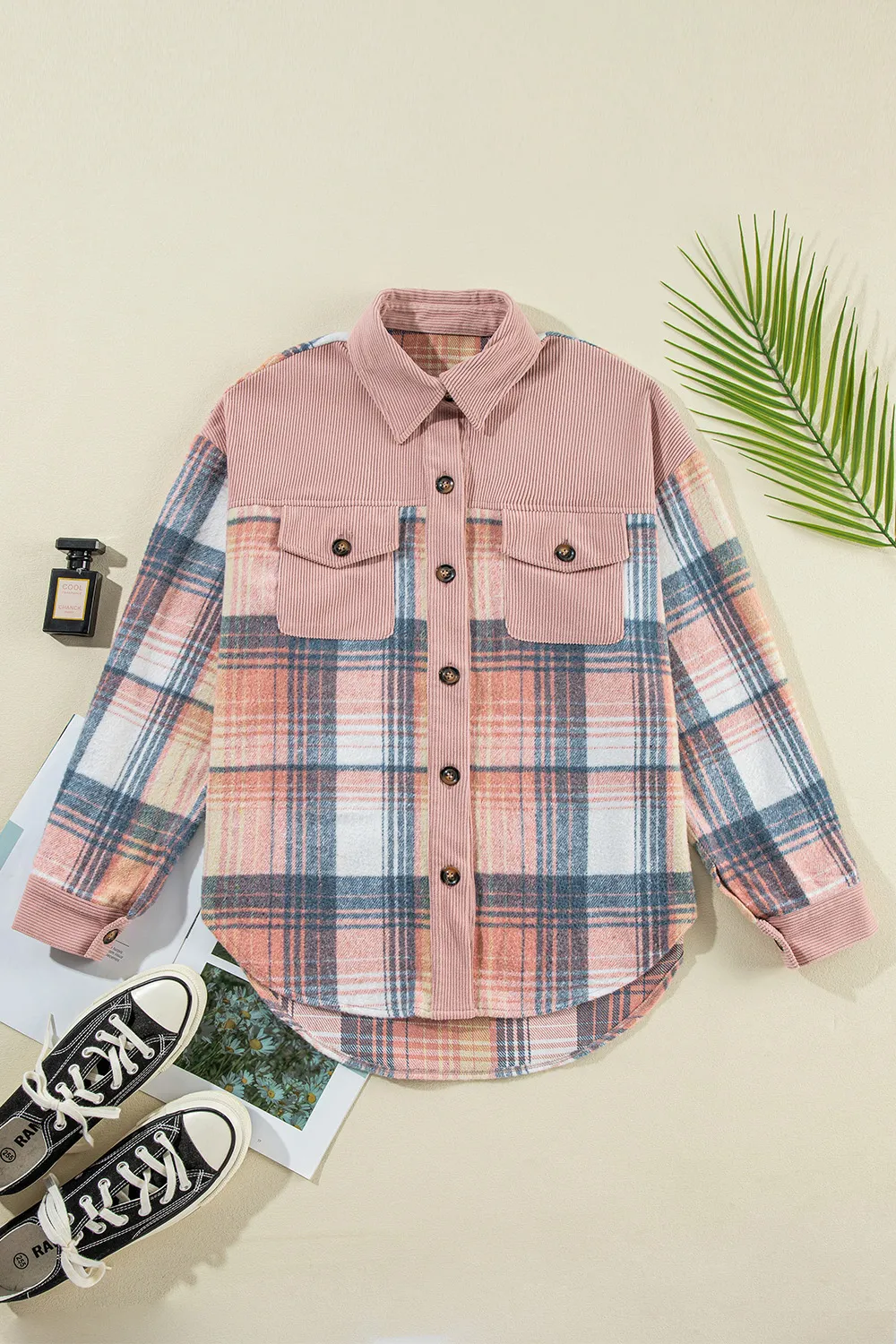 Plaid Button Up Long Sleeve Shacket, image 8