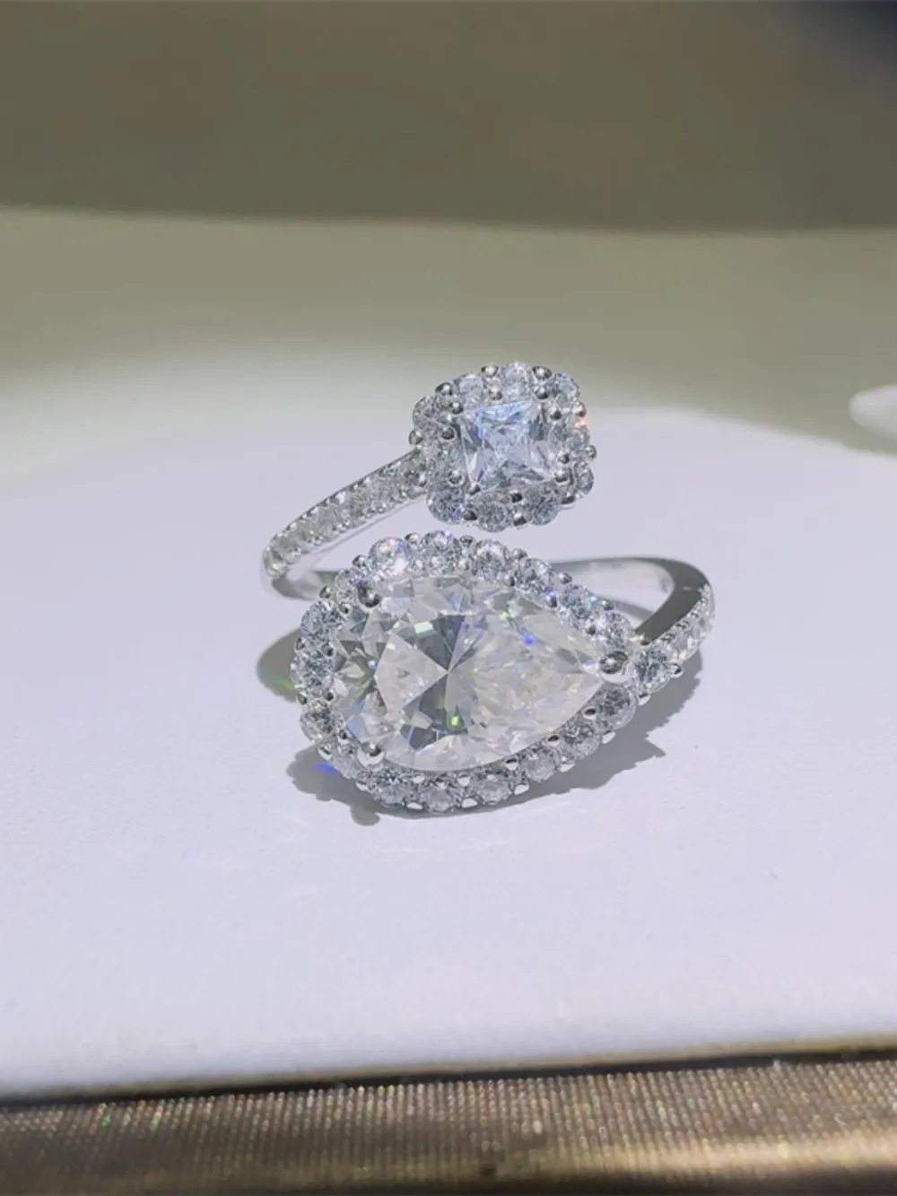 2 Carat Moissanite 925 Sterling Silver Bypass Ring, image 5