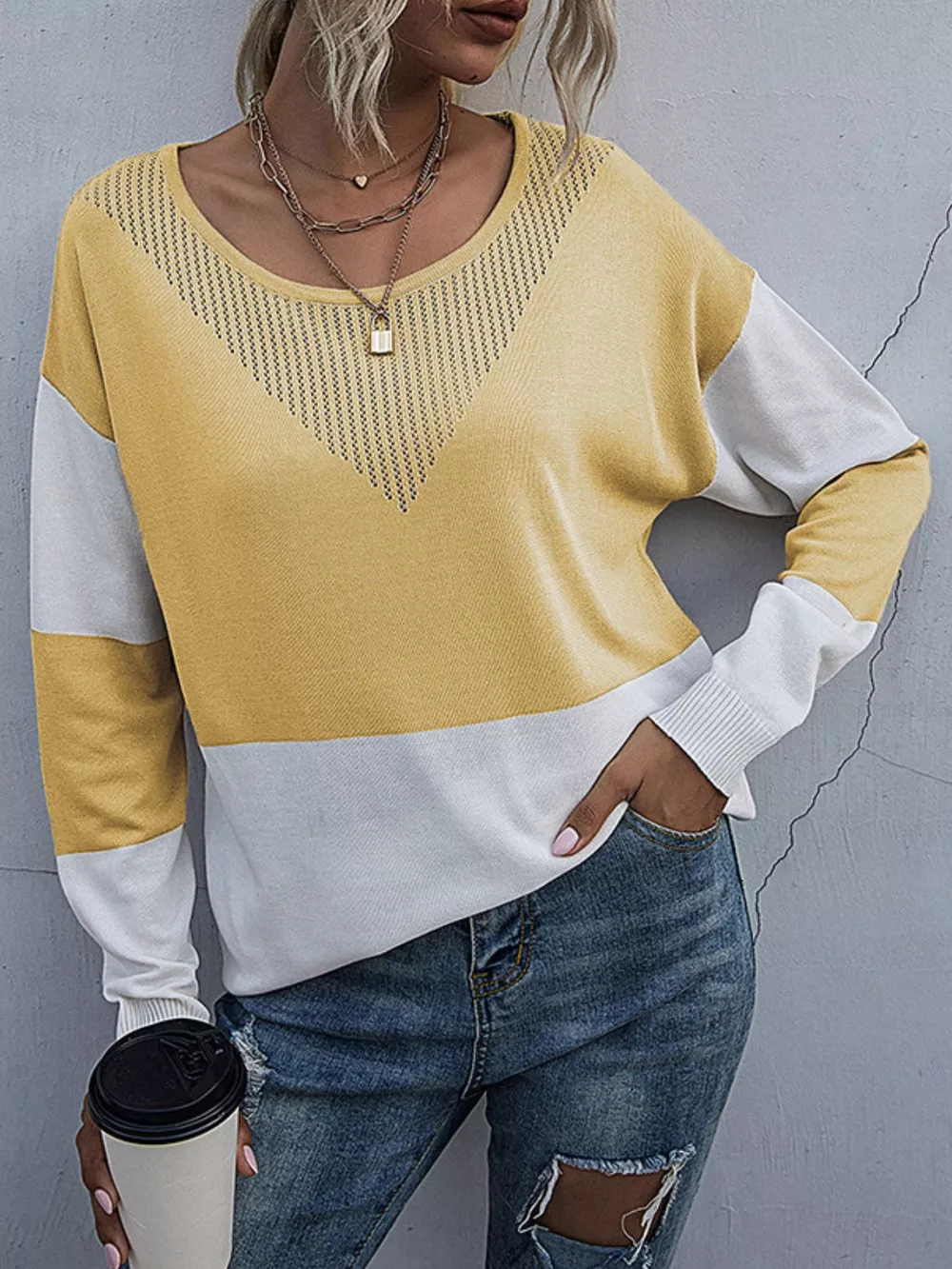Color Block Round Neck Sweater, image 14