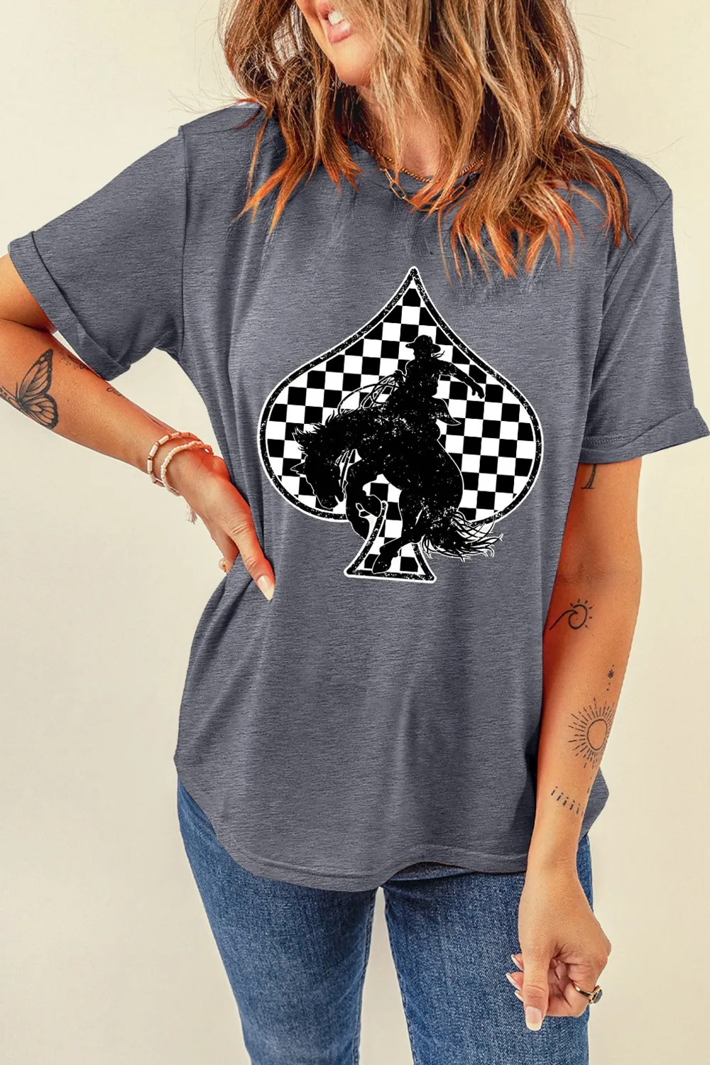 Redeo Check Spades Western Graphic T Shirt, image 4