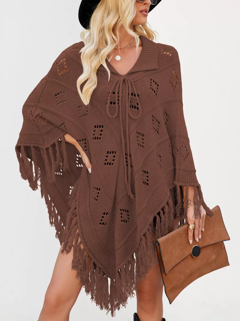 Fringe Openwork Knit Cover Up, image 18