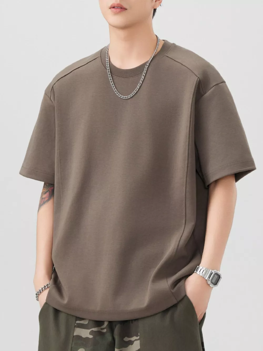 Men's Plus Size Oversized Solid Color Casual T-Shirt, image 10