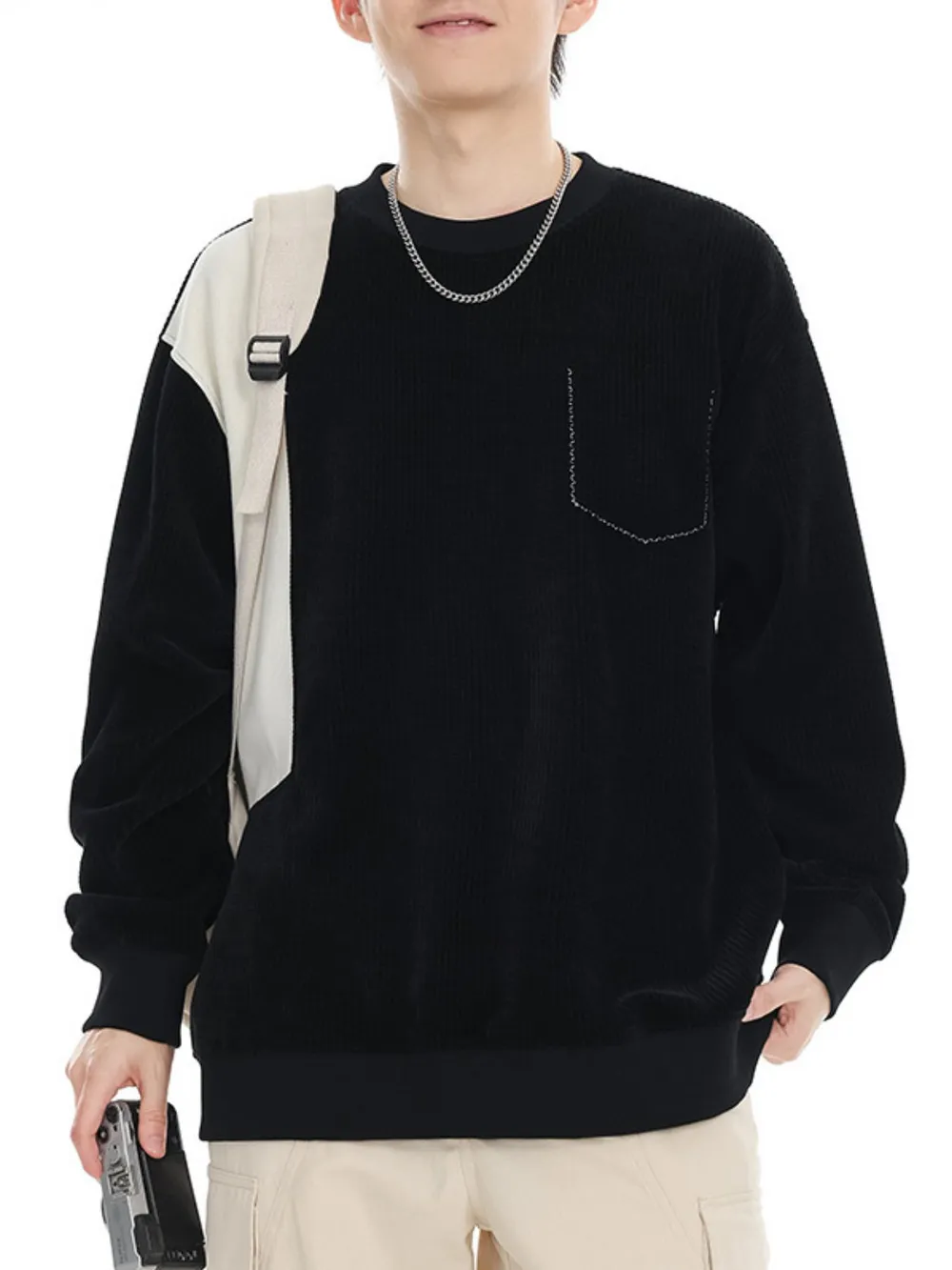 Men's Plus Size Color Block Oversized Sweatshirt, image 7