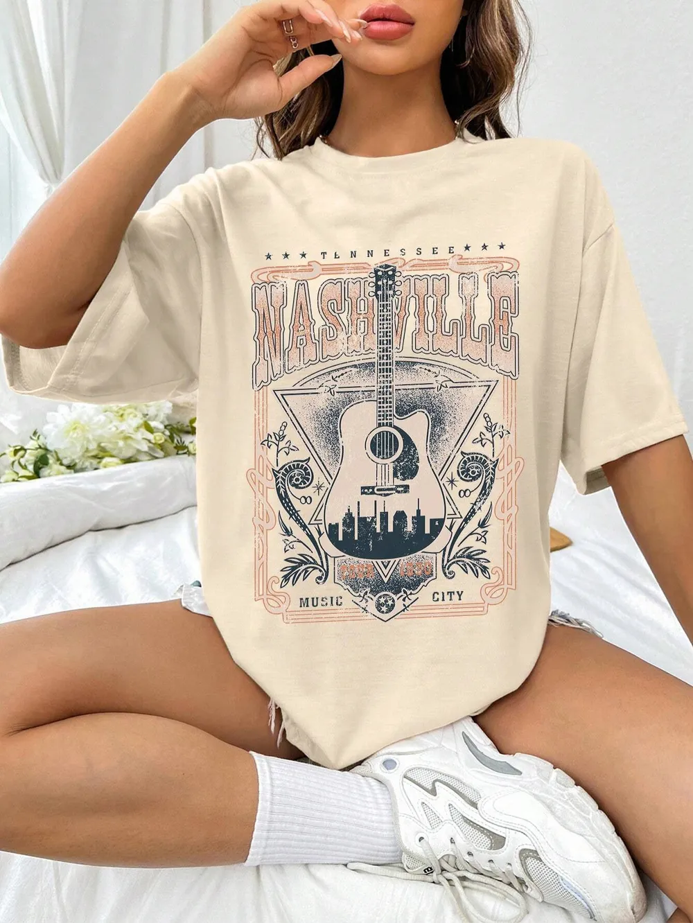 Guitar Graphic Round Neck Half Sleeve T-Shirt, image 10