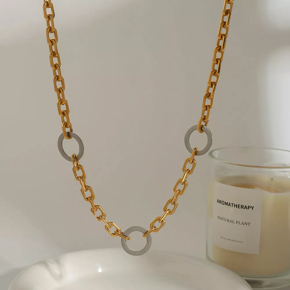 Stainless Steel Chain Link Circle Necklace, image 6
