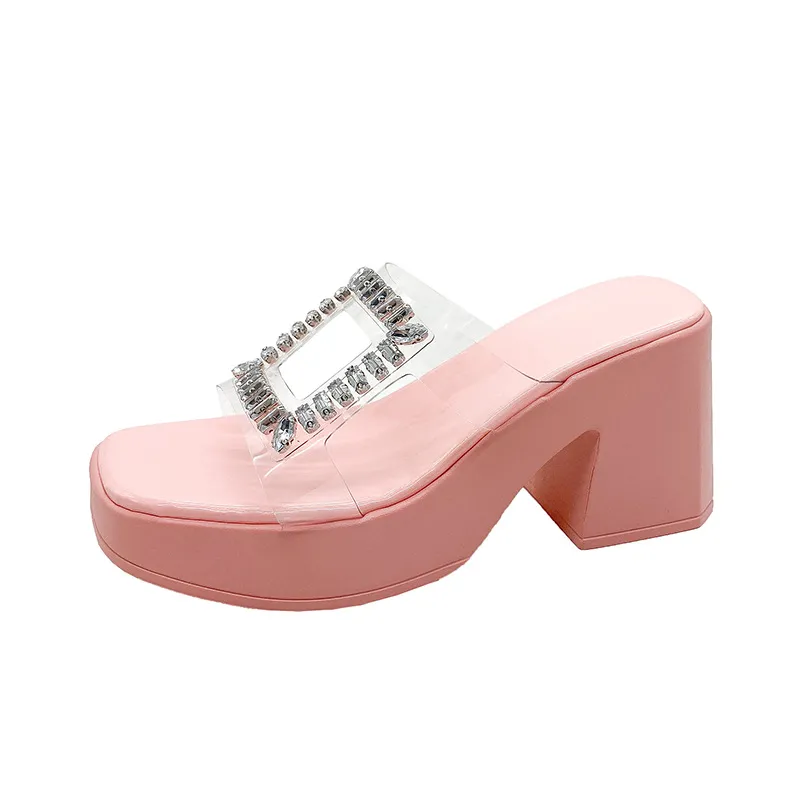 Rhinestone Open Toe Block Heels Sandals, image 7