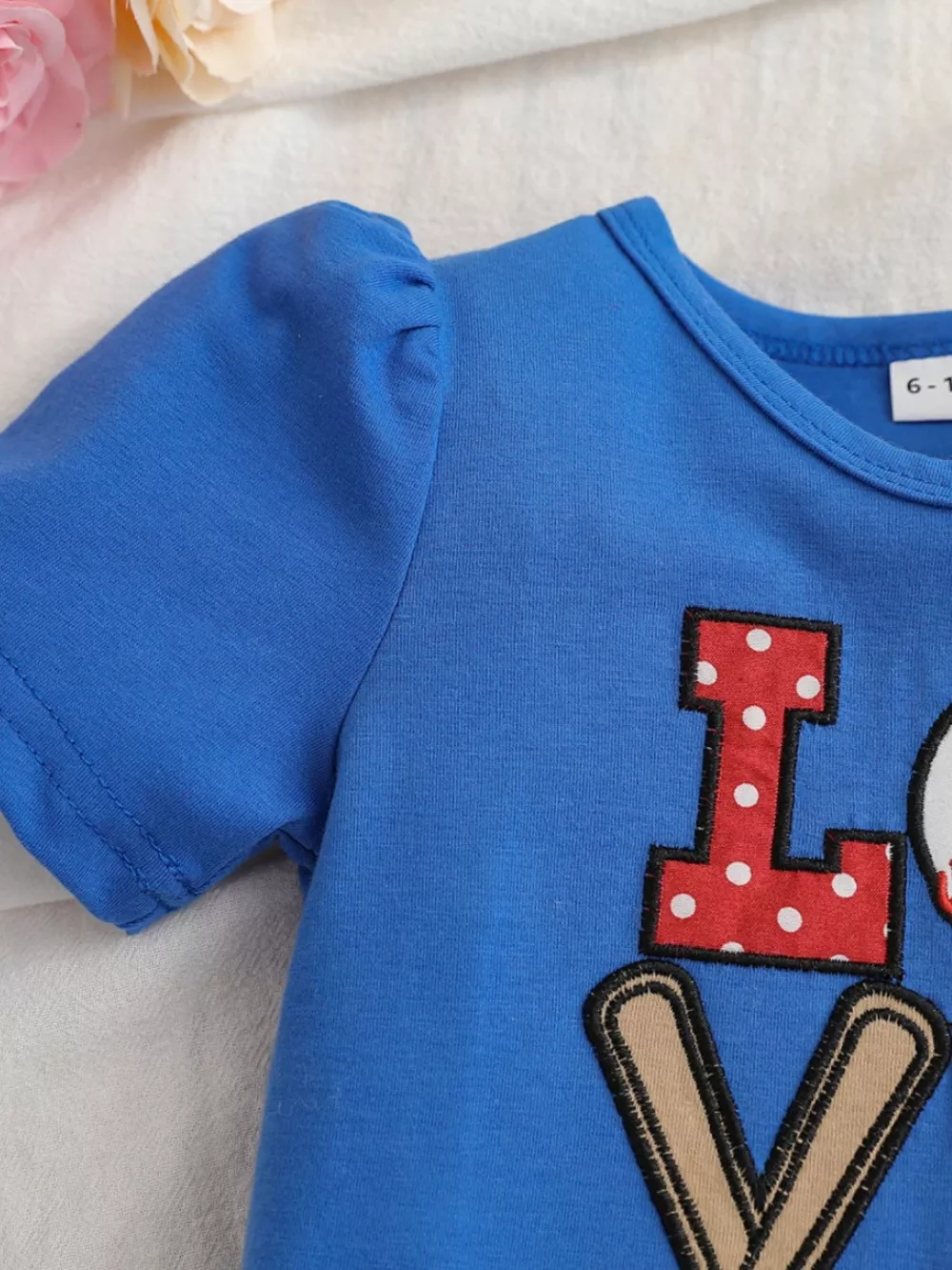 Children's Baseball Love Graphic Ruffle Trim Tee and Shorts Set, image 2