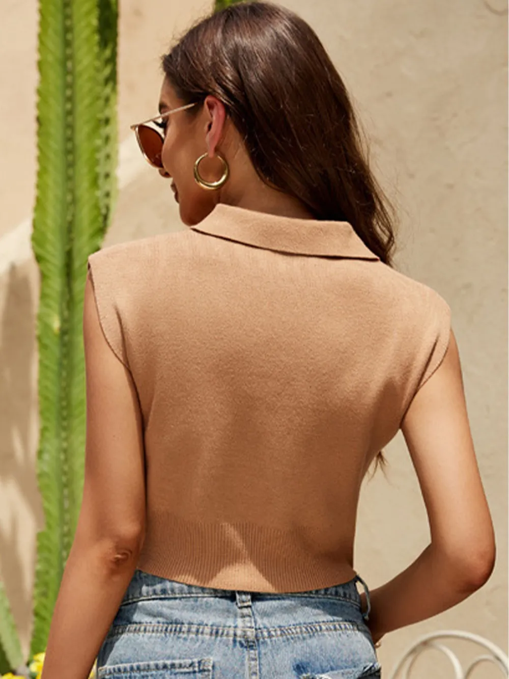 Johnny Collar Sleeveless Knit Top, image 3