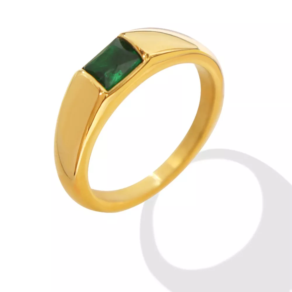 18K Gold-Plated Titanium Steel Zircon Ring, image 4