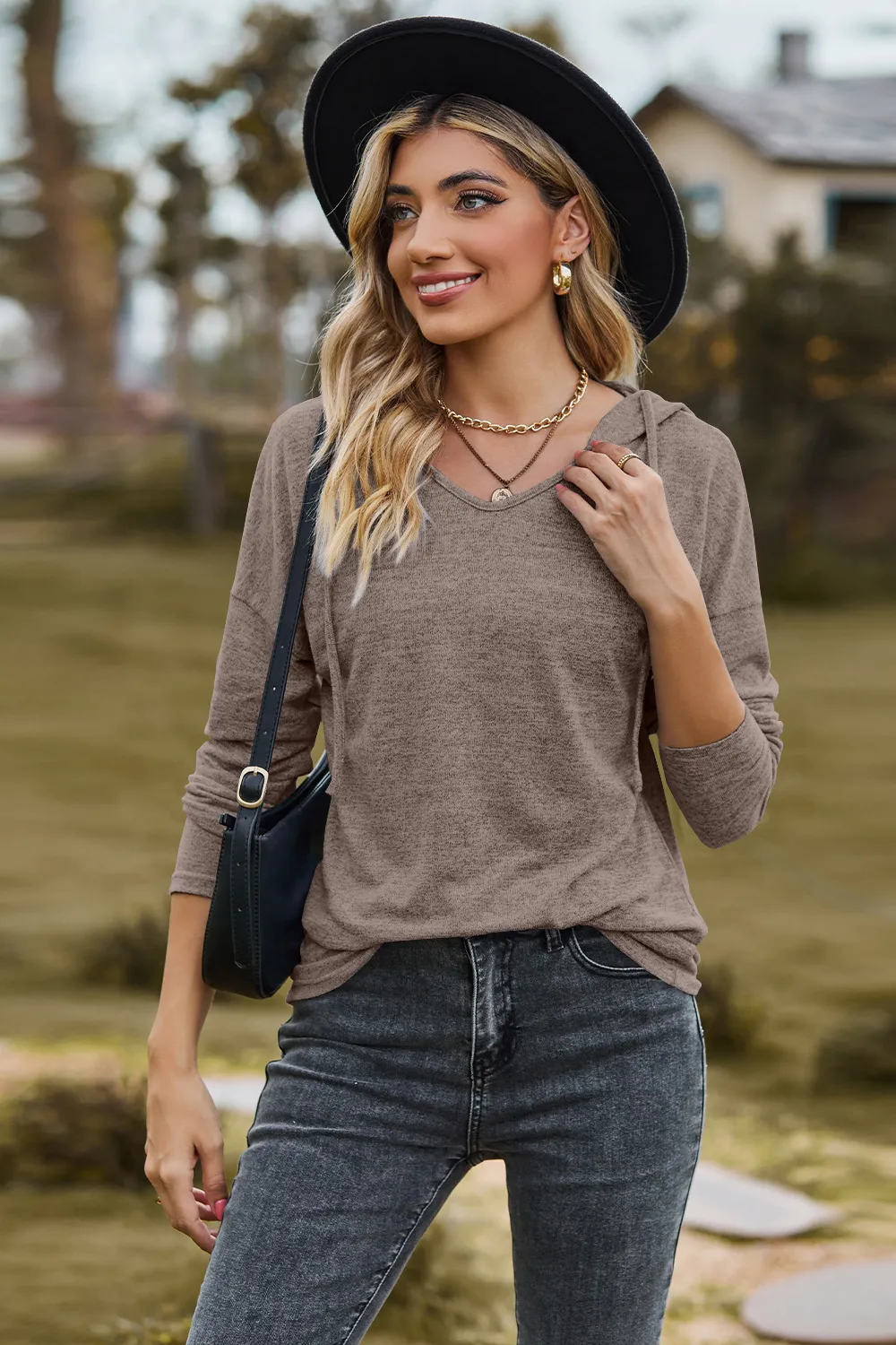 Drawstring Dropped Shoulder Hooded T-Shirt, image 17