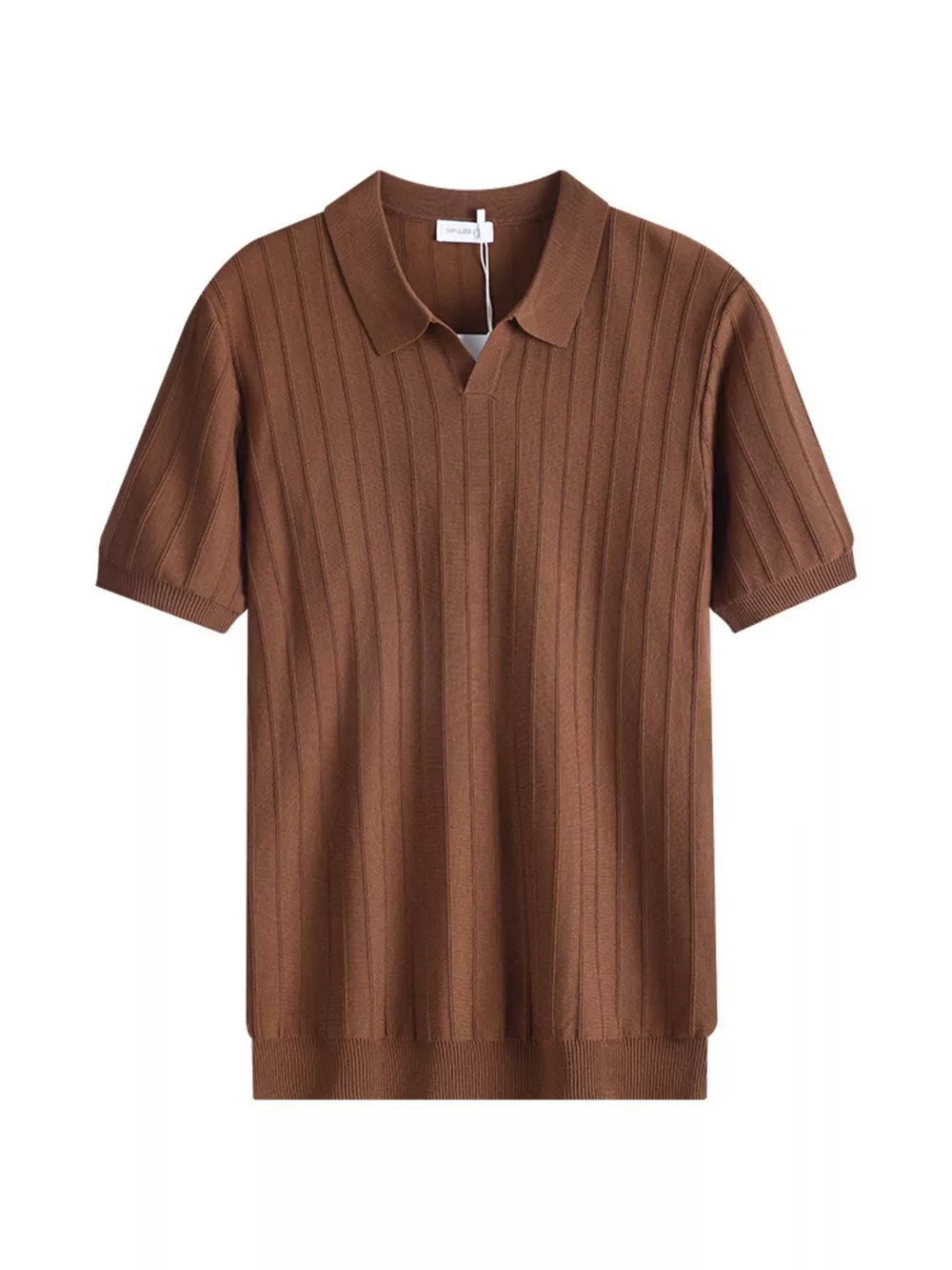 Men's Plus Size Striped Knitted Polo, image 9