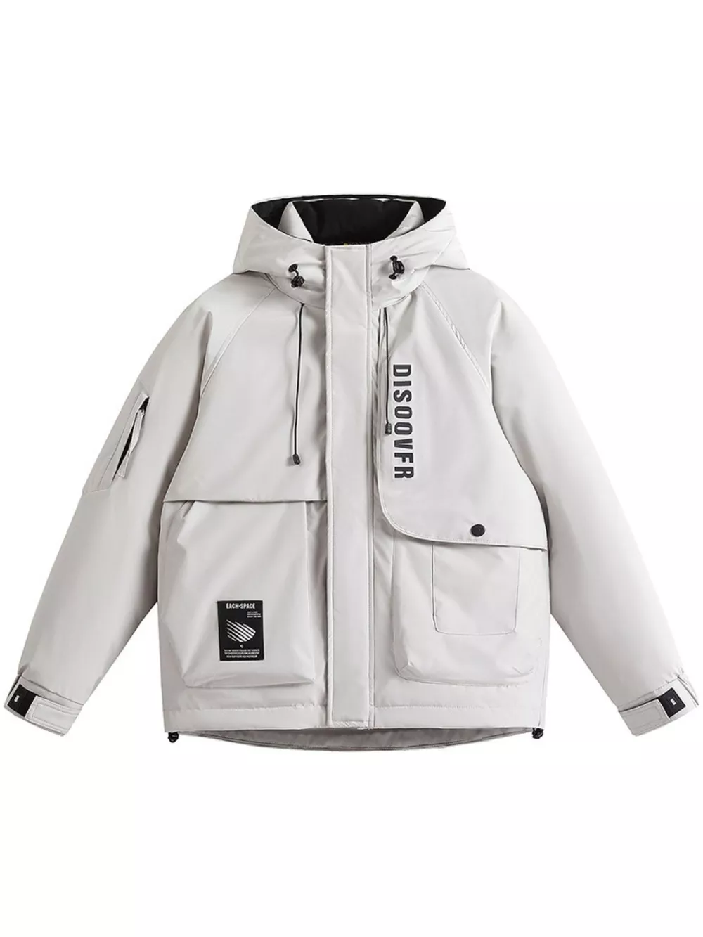 Men's Plus Size Adjustable Hooded Parka Jacket with Multiple Pockets