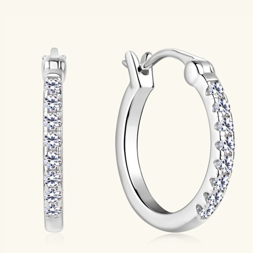 925 Sterling Silver Moissanite Huggie Earrings, image 8