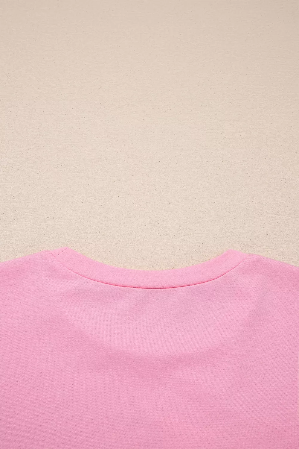 Solid Color Raw Edge Bow Patch Loose T Shirt, image 6