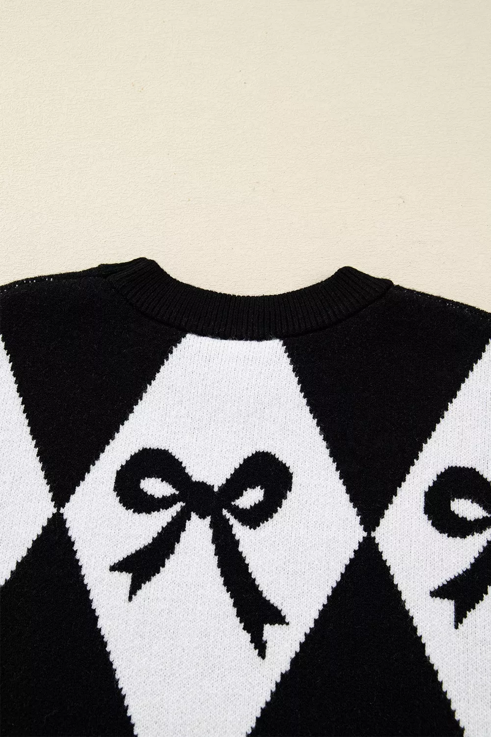 Bow Pattern Long Sleeve Contrast Sweater, image 7