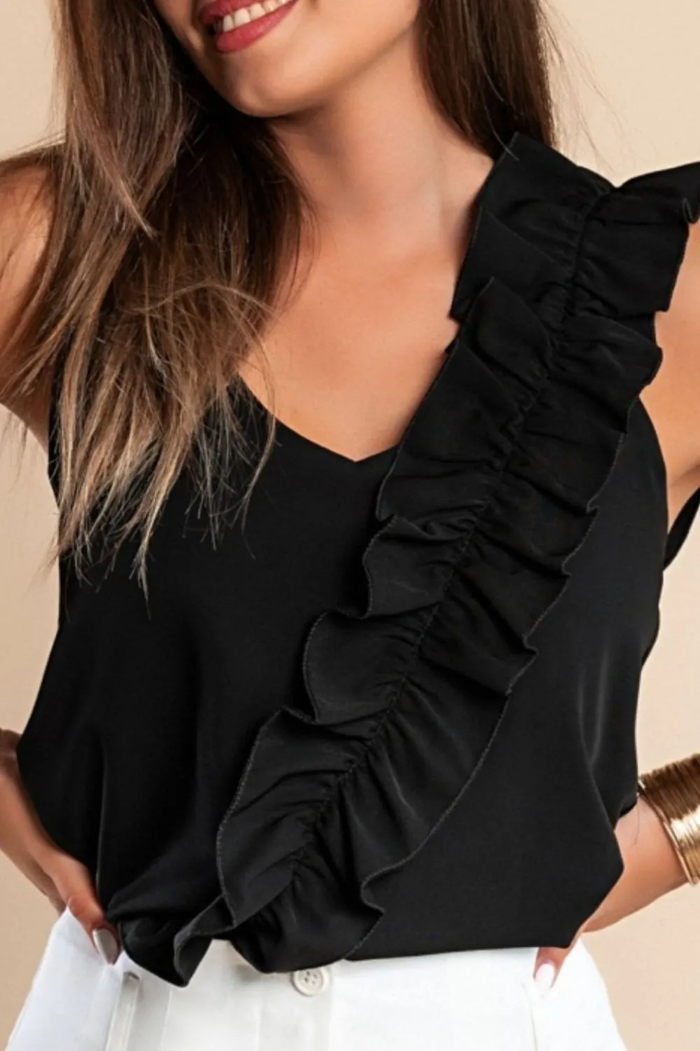 Ruffled V-Neck Cami, image 2