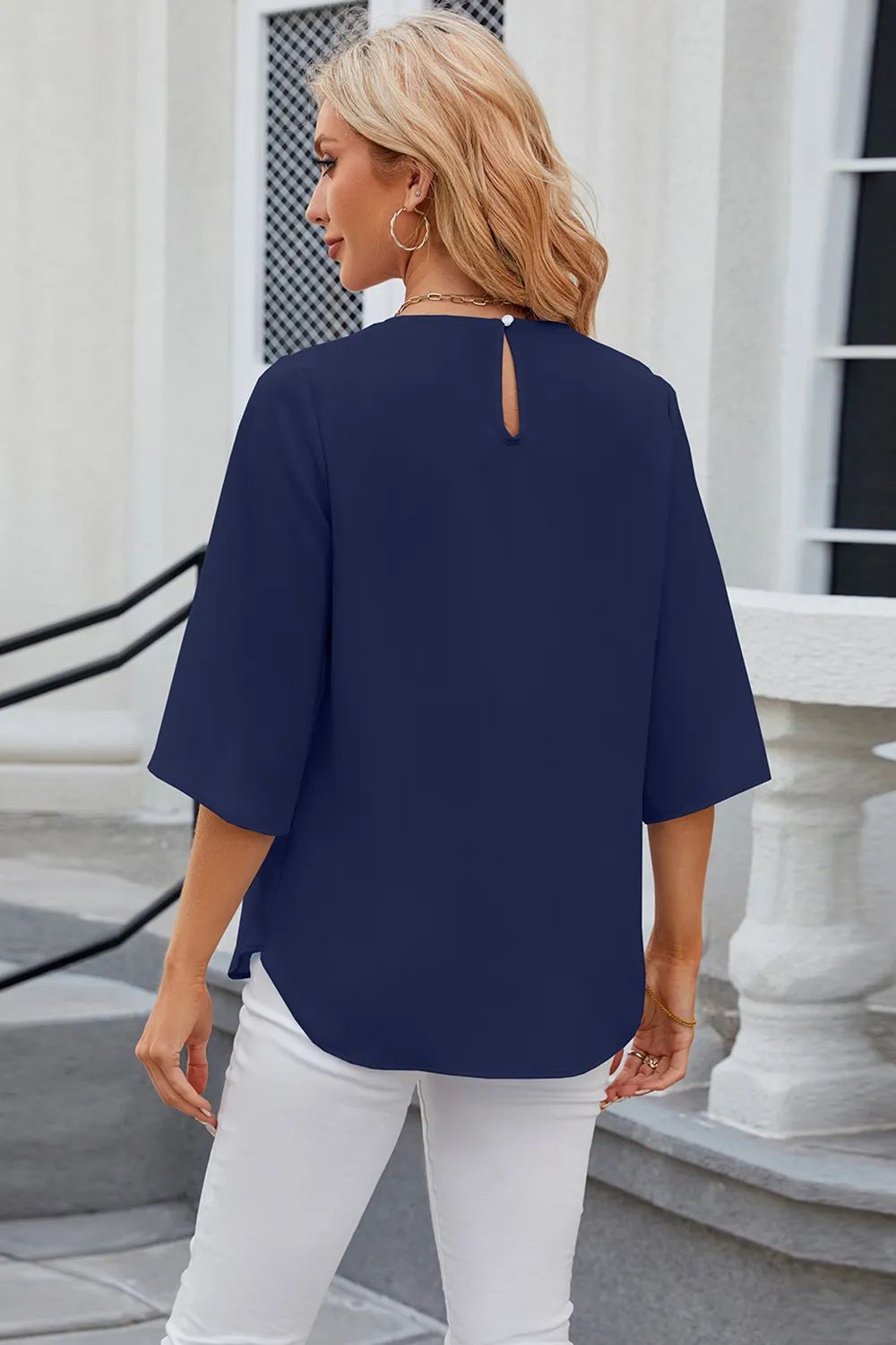 Round Neck Slit Half Sleeve Top, image 28