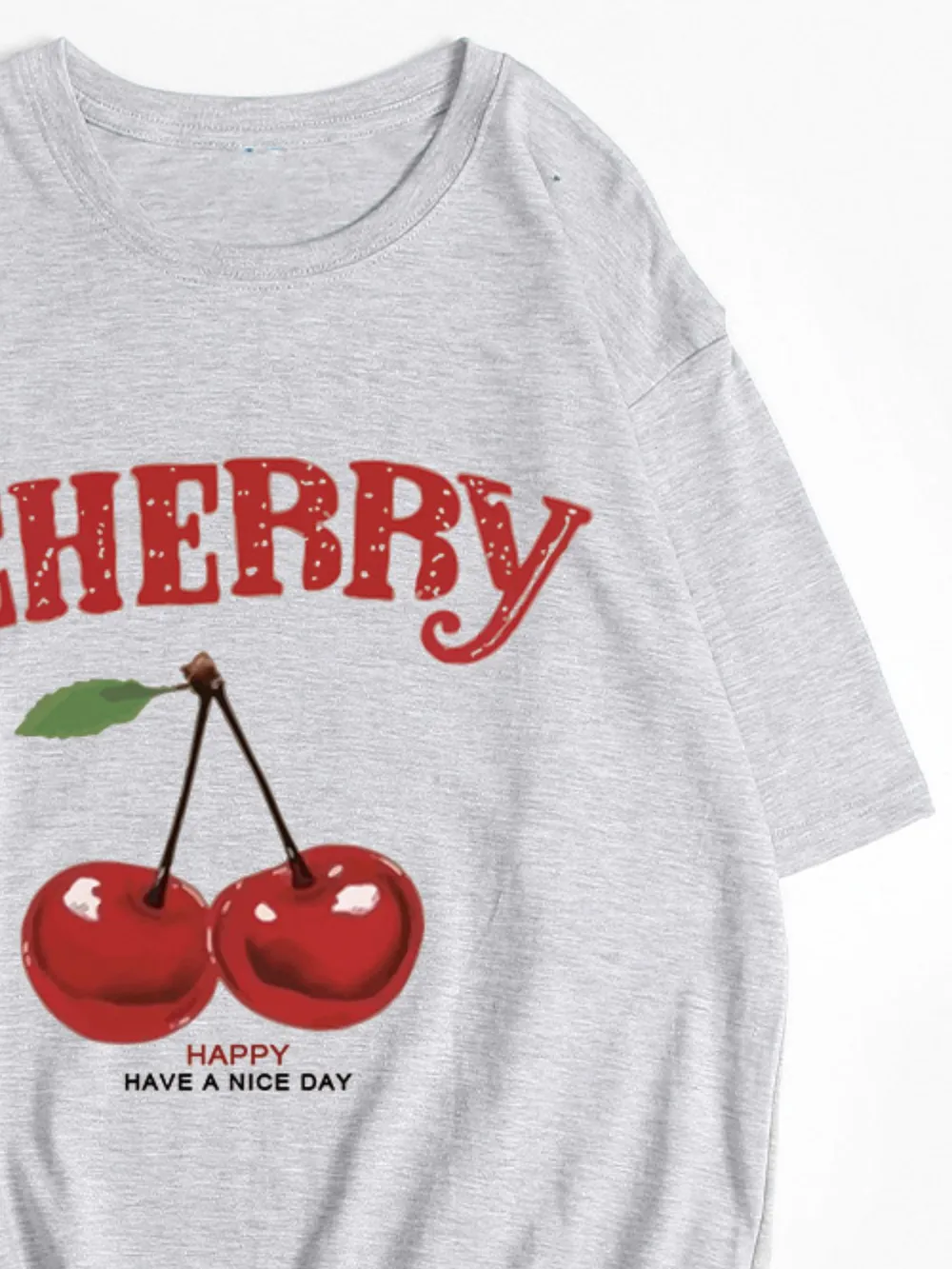 Plus Size Cherry Graphic Round Neck Short Sleeve T-Shirt, image 10