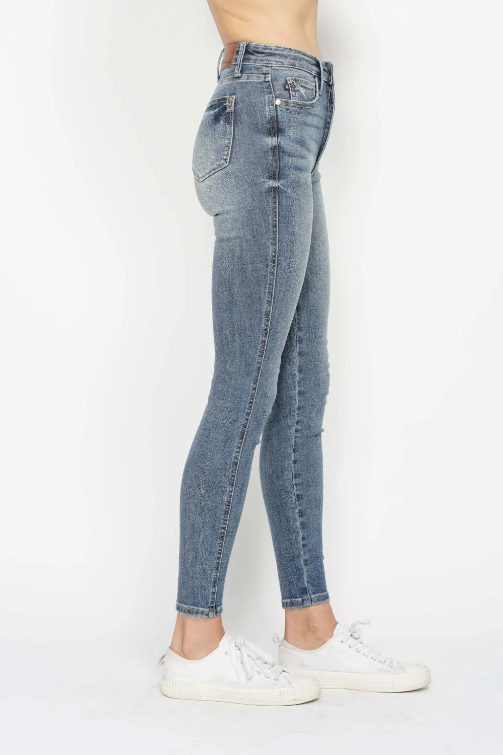 Full Size Tummy Control Contrast Wash Skinny Jeans, image 4