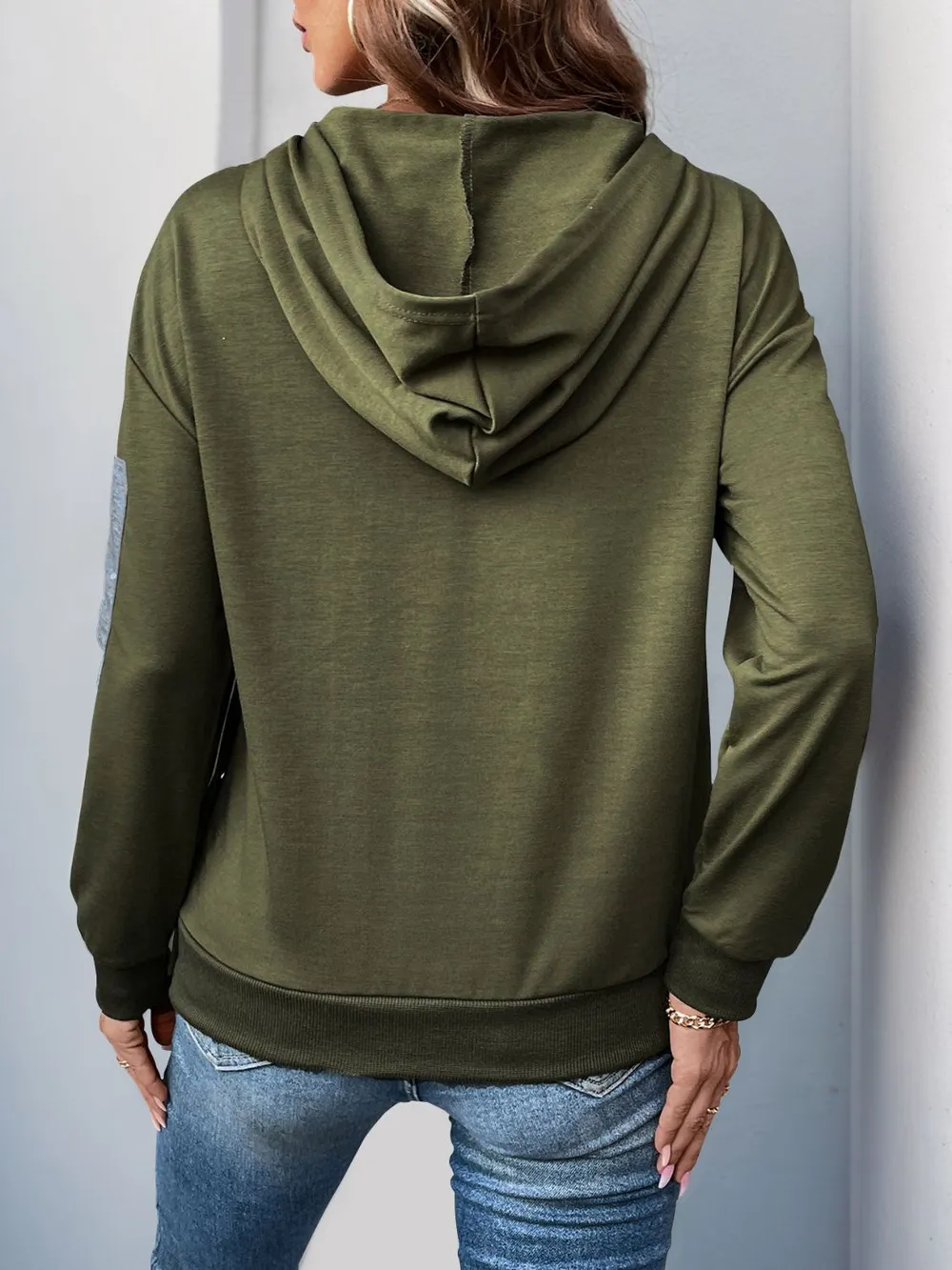 Dropped Shoulder Long Sleeve Hoodie, image 2