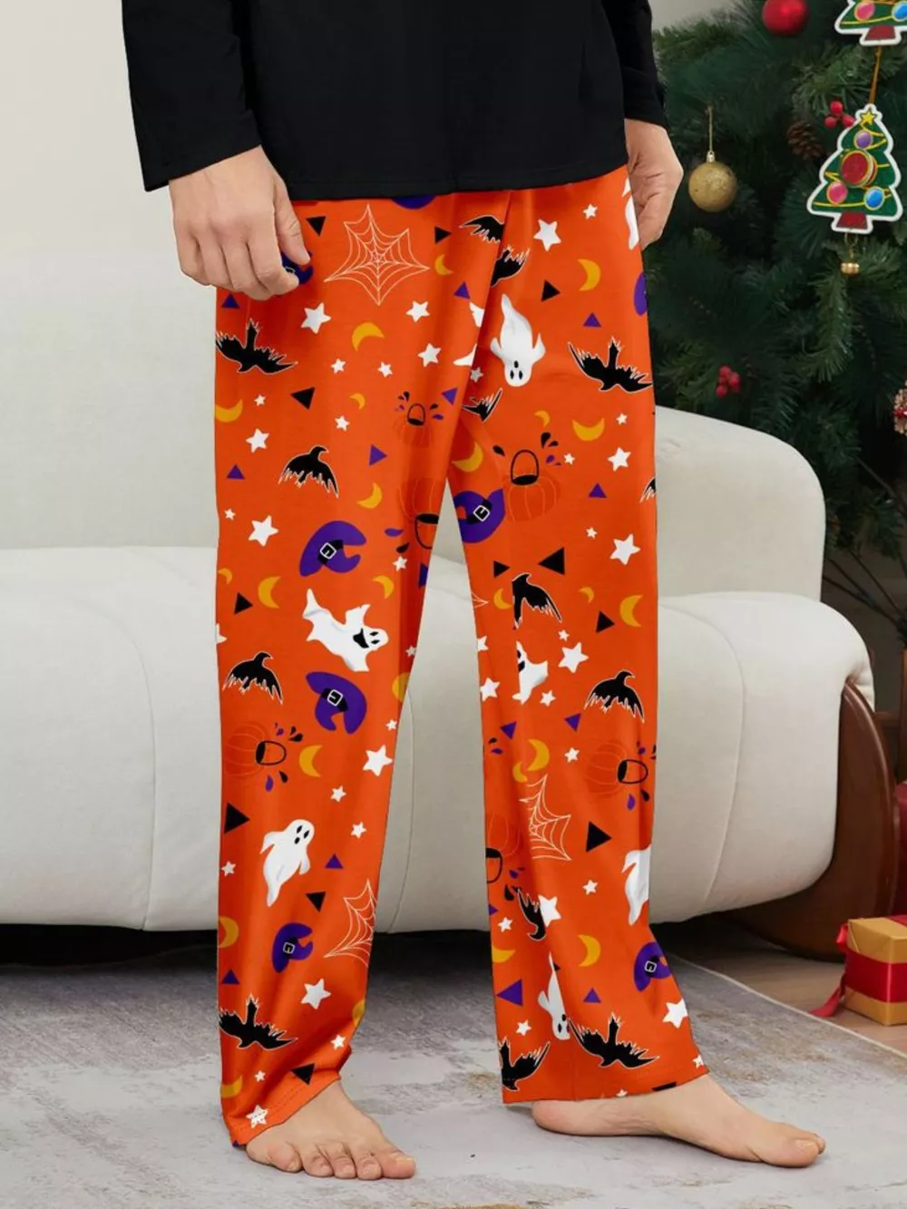 Full Size Halloween Family Matching Pajama Set with Ghost and Pumpkin Print Plus Size, image 4