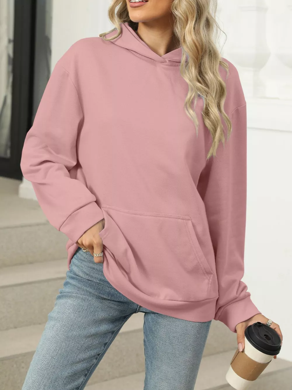 Kangaroo Pocket Long Sleeve Hoodie, image 17