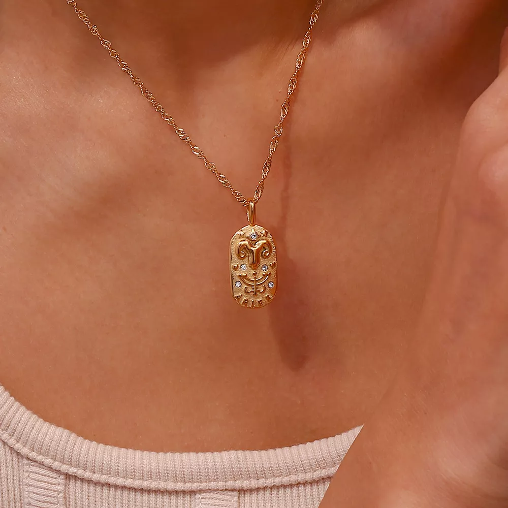 18K Gold-Plated Oval Zodiac Pendant Necklace, image 5