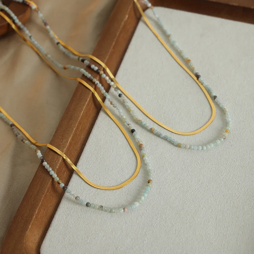 Beaded Titanium Steel Double-Layered Necklace, image 9