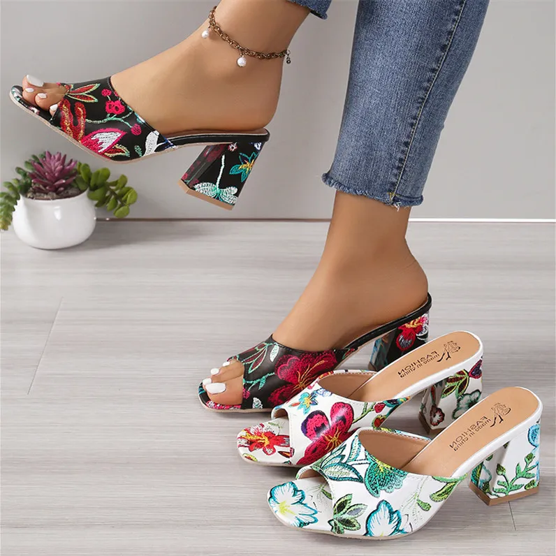 Printed Block Heels Sandals, image 2