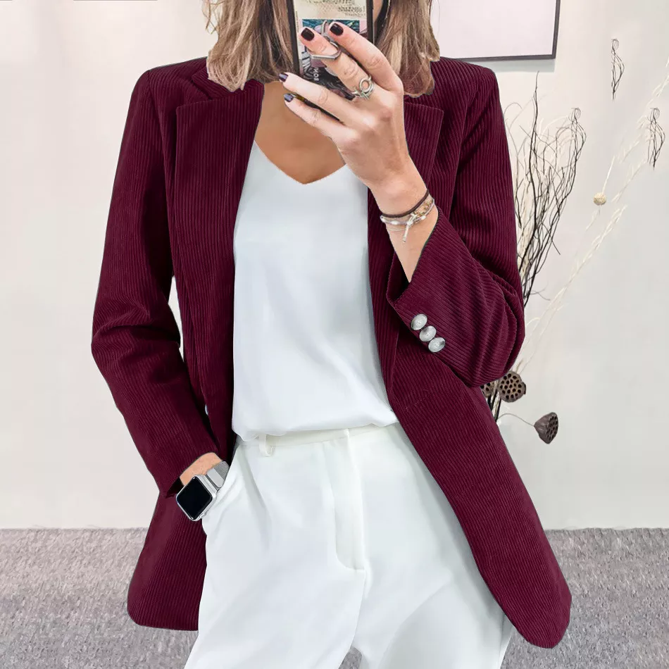 Corduroy Lapel Collar Casual Blazer, image 18