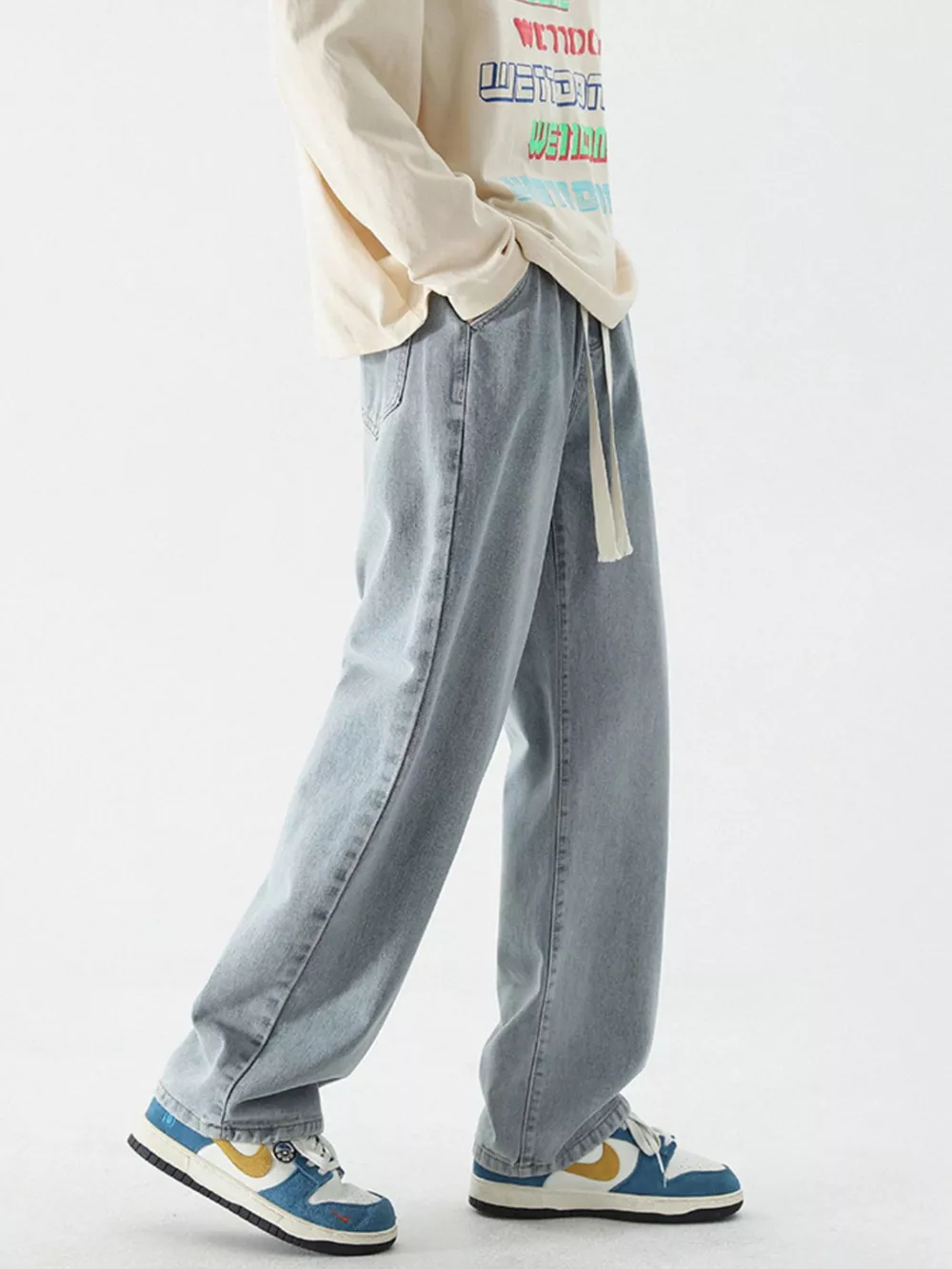 Men's Full Size Wide Leg Relaxed Fit Vintage Wash Jeans Plus Size, image 12