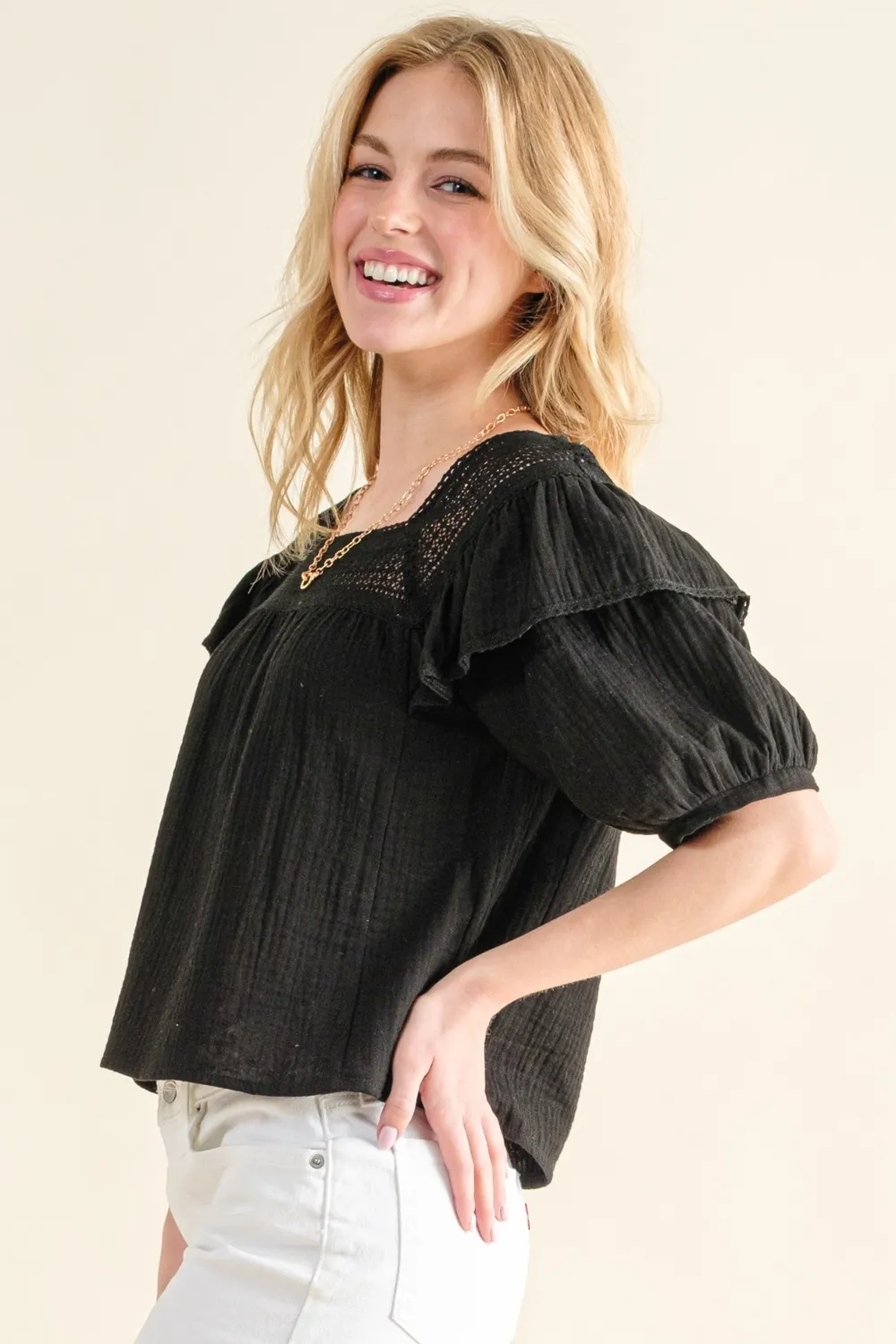 Square Neck Ruffled Blouse, image 3